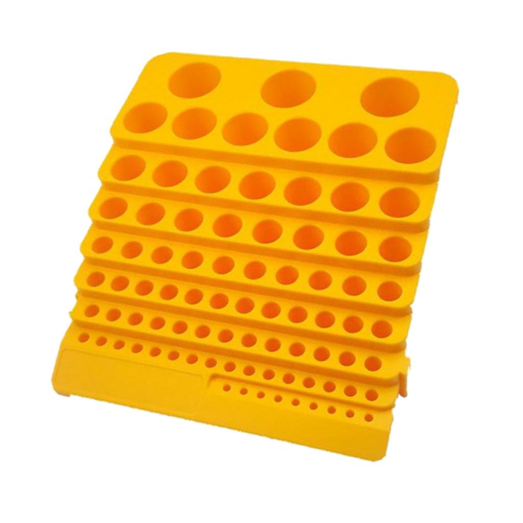 Durable Round Yellow Plastic Drill Bit Holder Rotary Tool Rack Saving Space