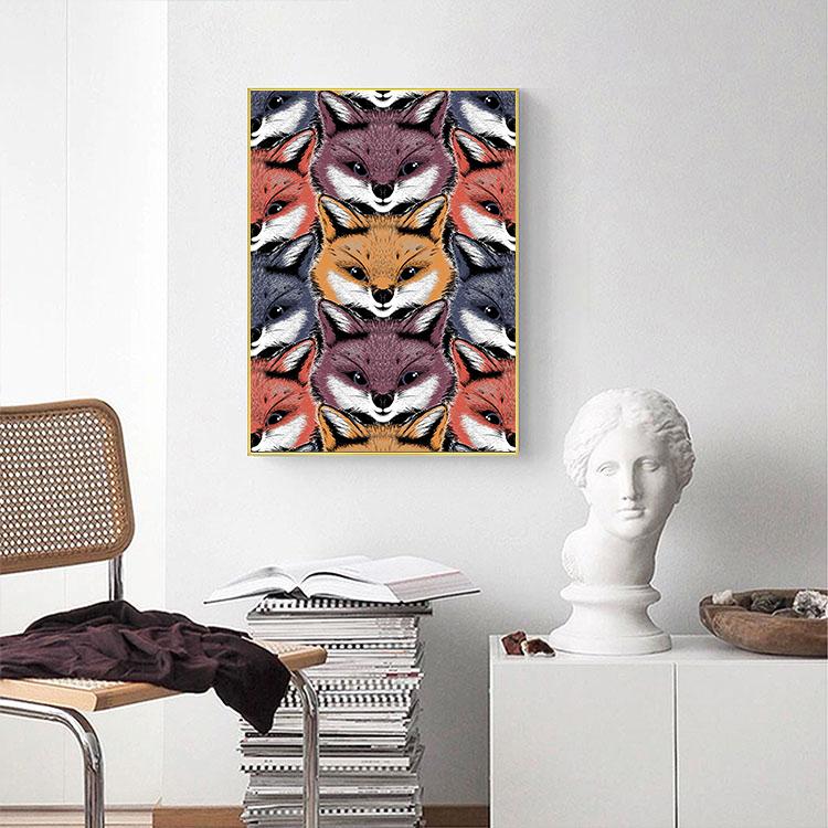 Vintage Fluffy Red Fox Faces Poster Canvas Painting Cute Animal Wall Picture For Living Room Home Decoration Frameless