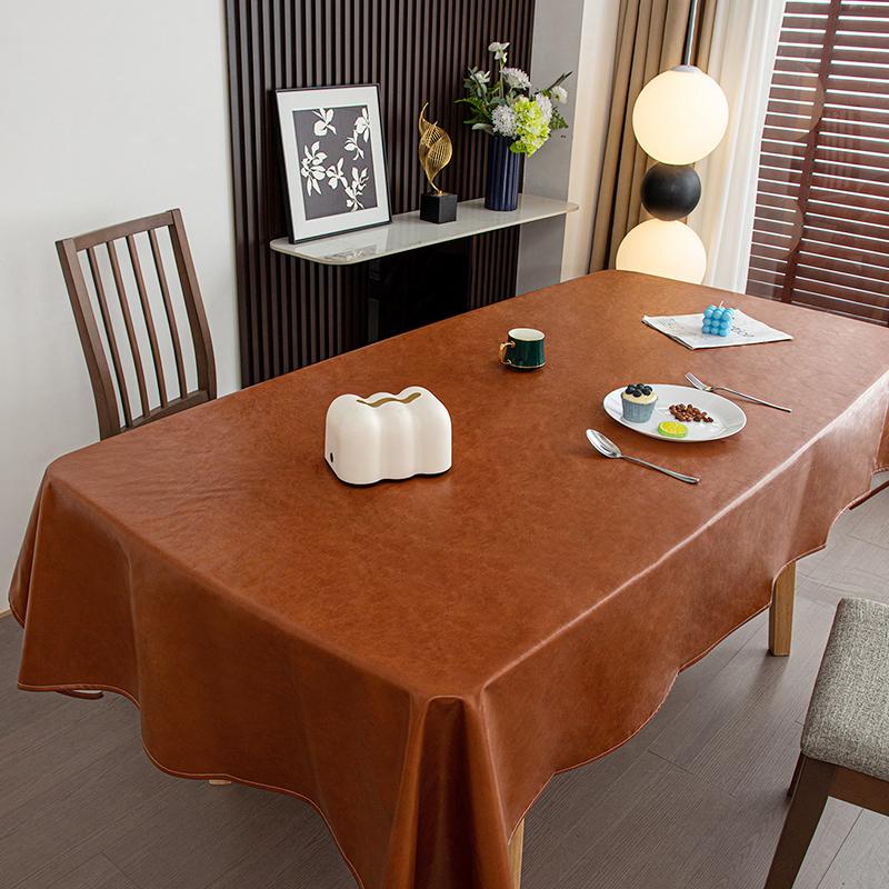 Yto Household Items Unisex Oil-Waxed Leather Tablecloths Rectangular Banquet El Table Cloth,Soft Washable Dinner Rug For Home Decor In Dining Room 1Pc