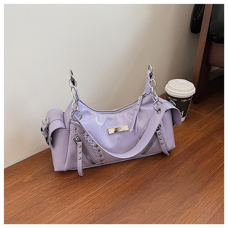 New Rivet Women's Bag Multifunctional Retro Bag Large Capacity Portable Shoulder Bag Soft Texture Casual Bag