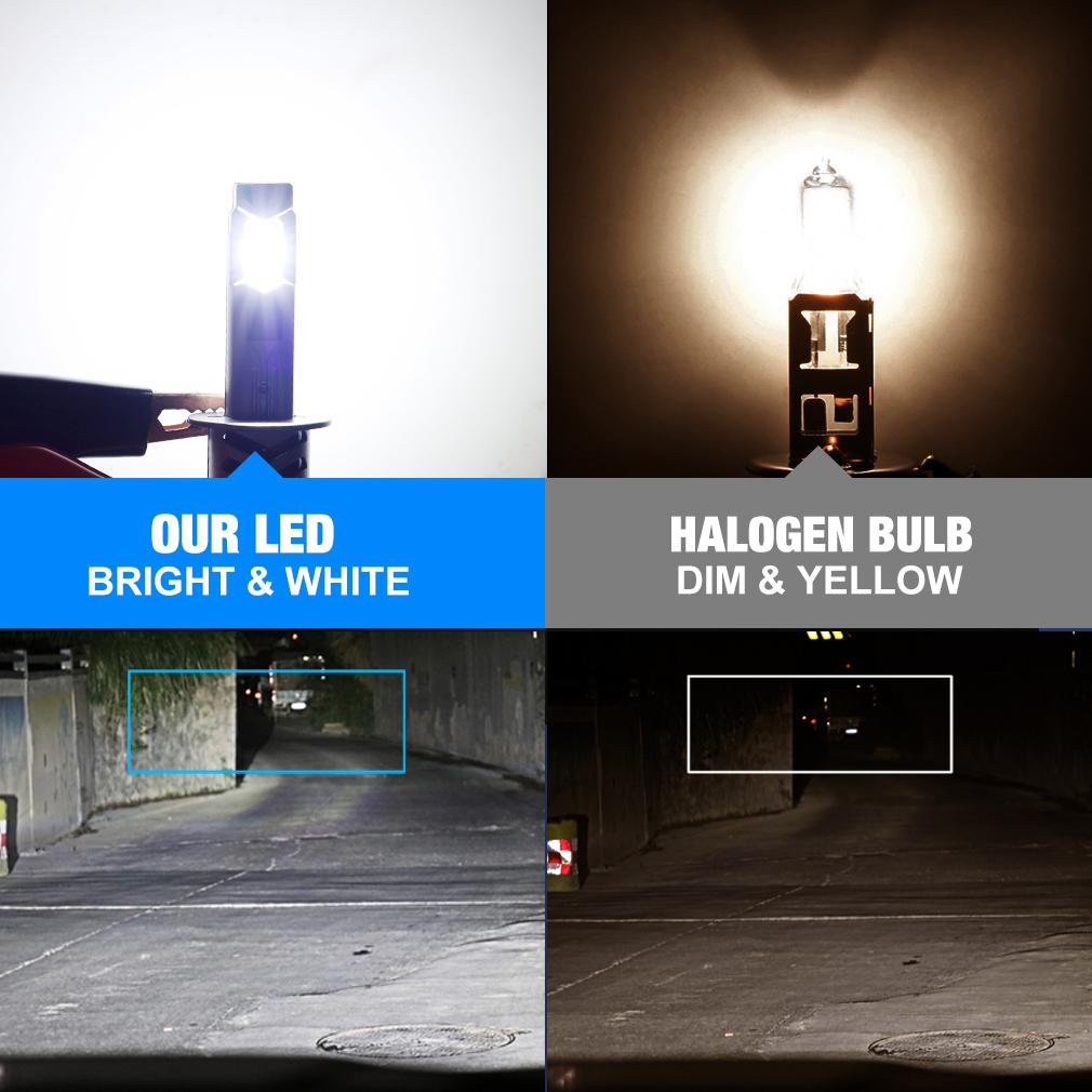 2Pcs H1 LED Headlight Bulbs Canbus 25000LM 50W 1:1 Mini Wireless Light With Fan H1 Turbo Lamps Car Headlamp Plug&Play 6500K White 12V