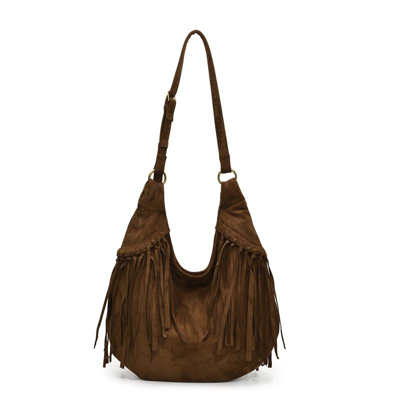 

Vintage Suede Design Handbag For Women’s Large Capacity Luxurious Tassel Decorati Crossbody Bags Fashi Casual Shopper Totes кавовий