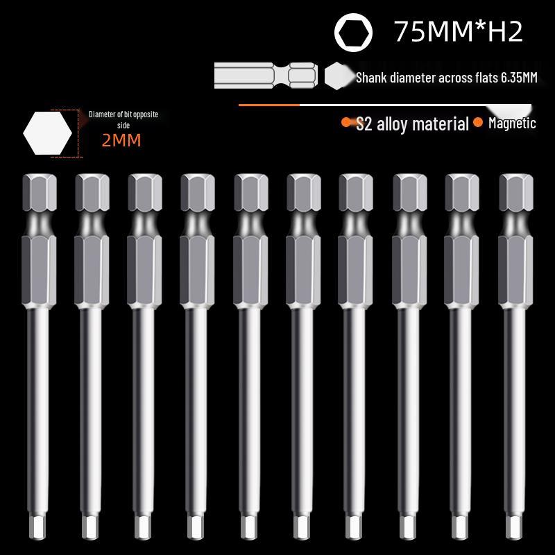 Hexagonal High Hardness S2 Bit Set for Pneumatic & Electric Screwdrivers