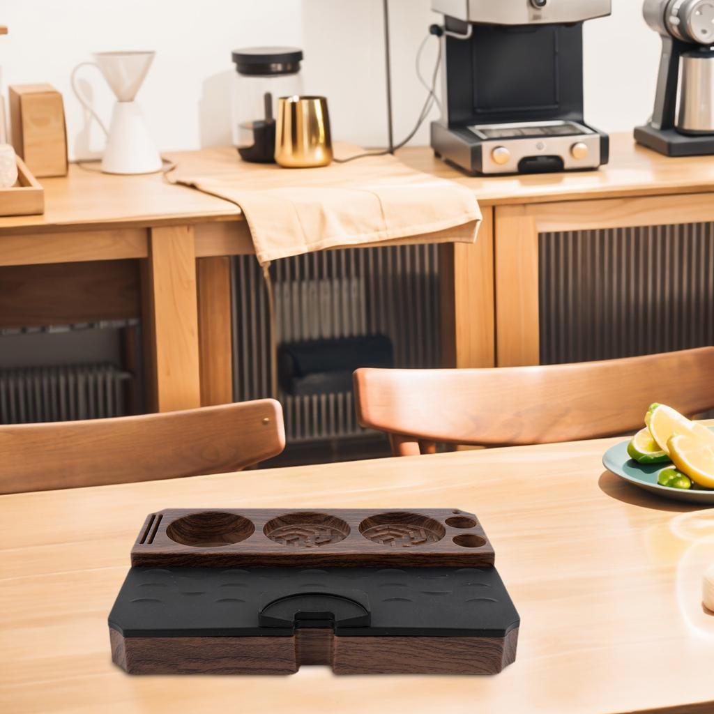 Coffee Making Walnut Coffee Tamper Mat Elegant Wood Grain Coffee Mat Silicone Anti-slip Multifunctional Press Base