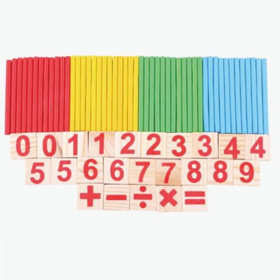 Counting Sticks Wooden Building Block Montessori Mathematical Kids Education Toy