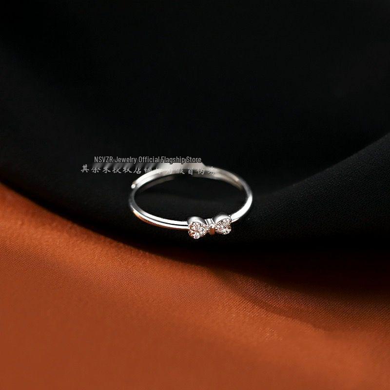 Women's 999 Sterling Silver Bow Ring: Elegant, High-End, Niche Design for Light Luxury Fashion