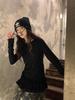 Women's Ballet Style Long Sleeve Lace Hem T-Shirt for Autumn/Winter - Chic Slim Fit Base Layer Top