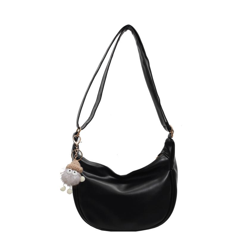 

PU Solid Color Soft Shoulder Bags Large Capacity Sewing Women s Bags Sale 2026 New Thread Zipper Versatile Crossbody Bags чорний