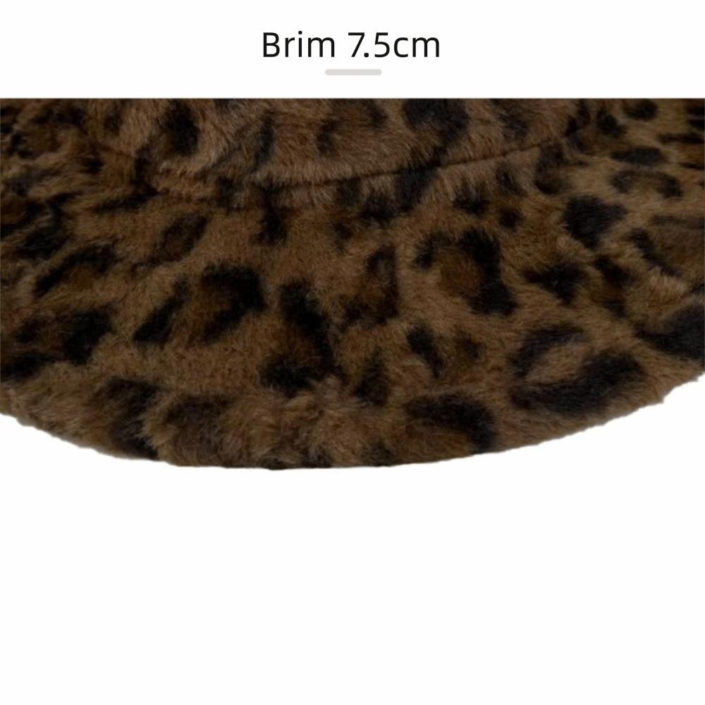 Windproof Plush Cowboy Hat Wide Brim Leopard Print Hat Retro Western Cowboy Hat  Autumn Winter Wear