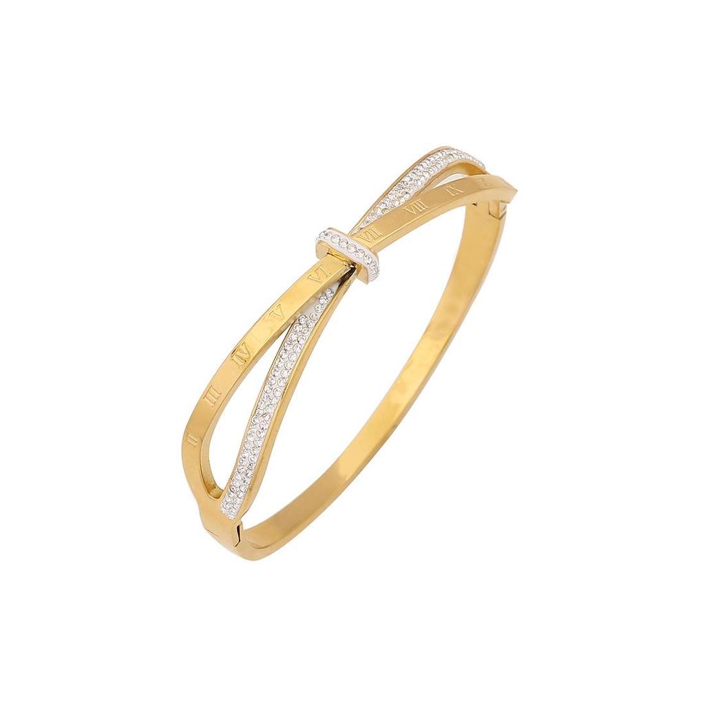 Eis Süßes Voll Diamant Schlangenarmband mit Zirkonia-Blumen – Edelstahl Europäischer & Amerikanischer Modeschmuck