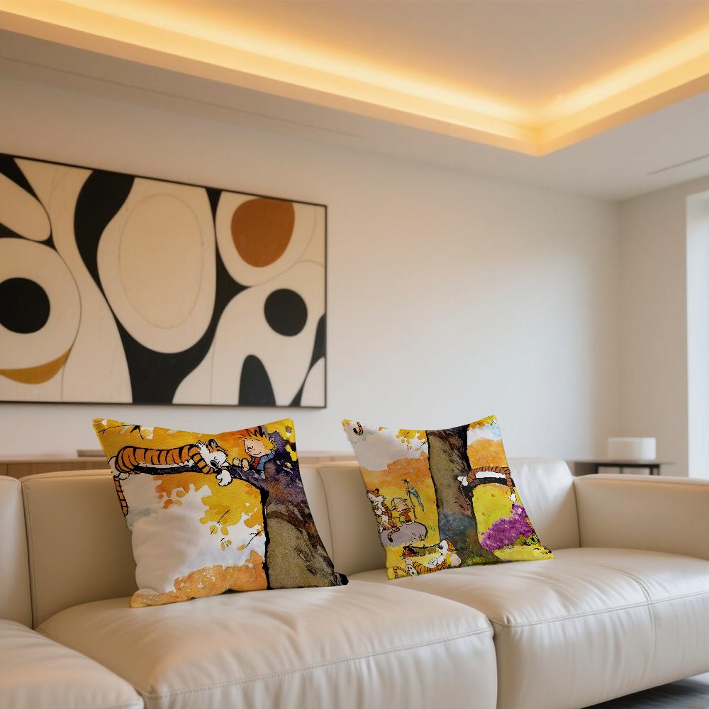 C-Calvin and H-Hobbes cushion cover Comfortable and soft bedding skin friendly leisure sofa car office pillowcase