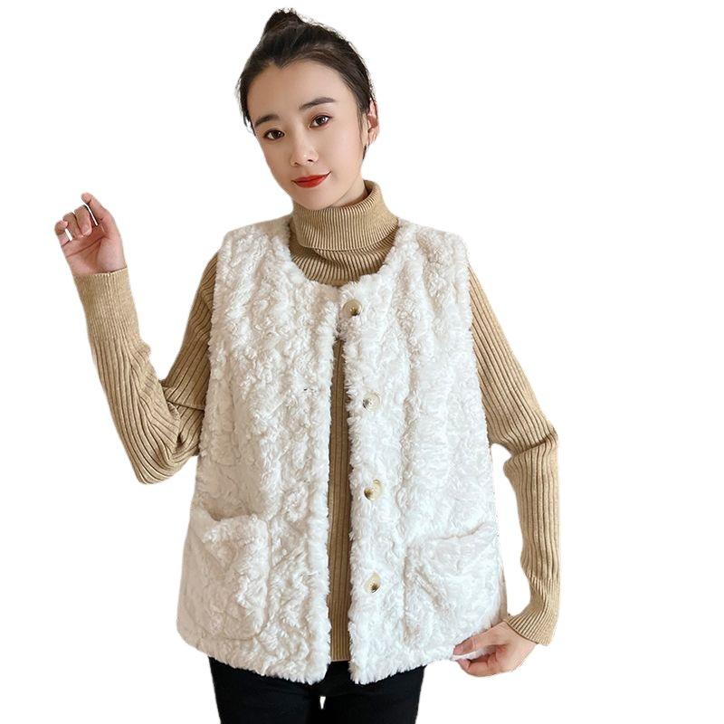 Imitation rabbit fur vest women's jacket 2024 autumn new foreign style outer wear fleece thickened and thin vest