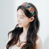 New Bohemian Style Embroidery Headbands Ethnic Wide-brimmed Hair Hoop Leaf Flower Pattern Hair Accessories Headwear for Girls