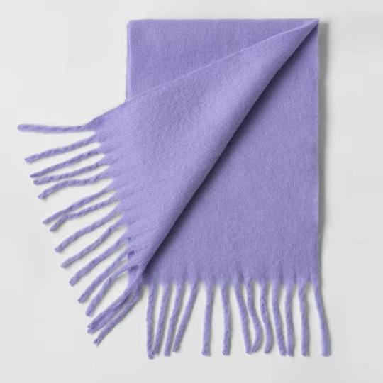 Winter Monochrome Plush Shawl Plain Lazy Style Solid Color Mohair Big Pull Warm Scarf Student Model