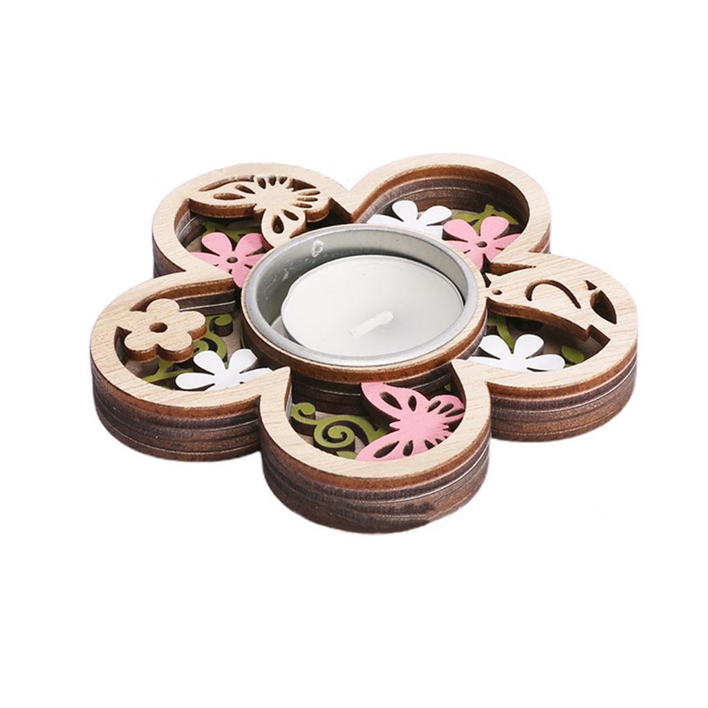 Heart-Shaped Wooden Candle Holder, 3D Carvings Wood Tea Light Holder Home Table Decor Wood Candlesticks Holders Valentine's Day Wedding Birthday Gift