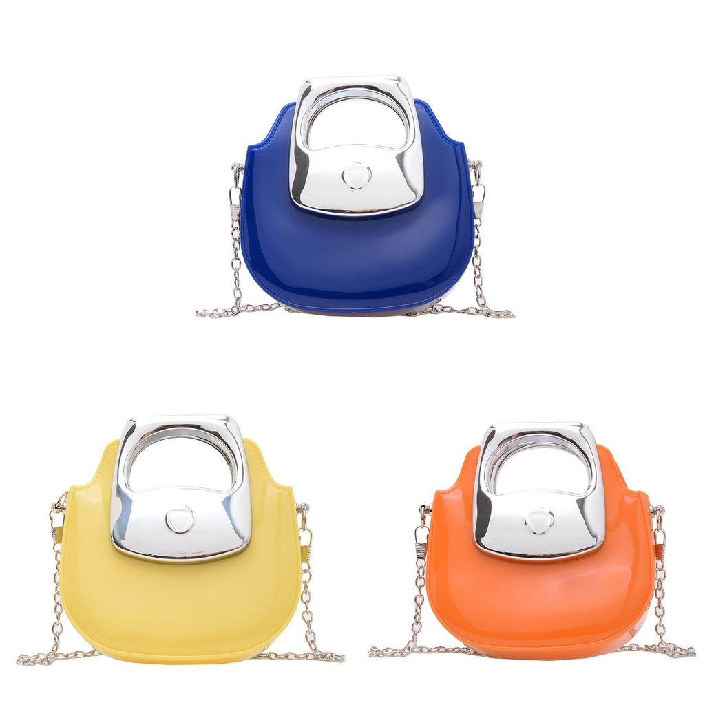 Pvc Mini Chain Shoulder Bag With Clasp Closure For Daily Casual Use