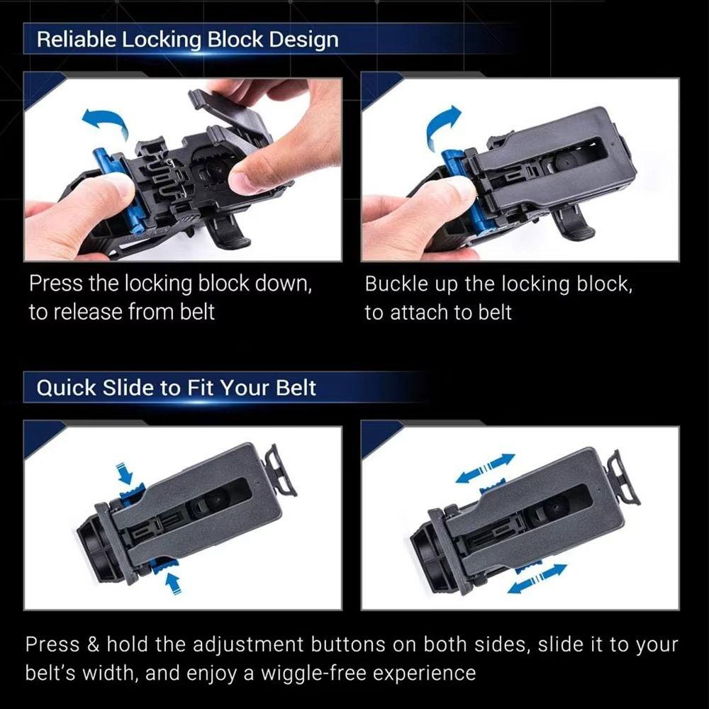 With Lever Side Lock Flashlight Belt Holder 360° Rotating Flashlight Cover  Storing a Flashlight