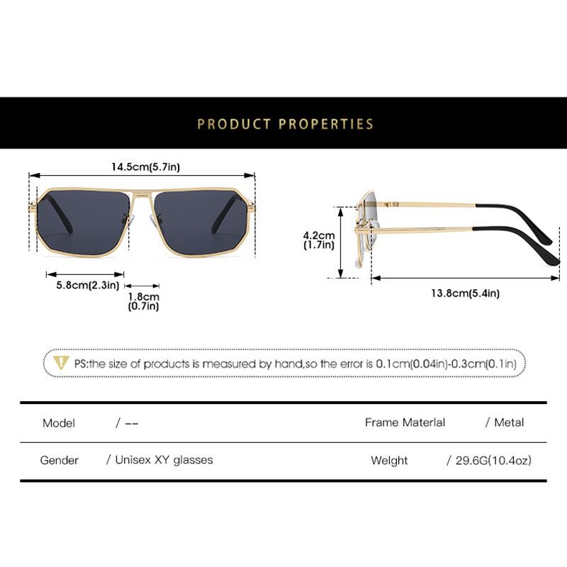 Timeless High End Designer Style Retro Trendy Oversized Alloy Metal Square Shaped Female For Both Male Sun Glasses