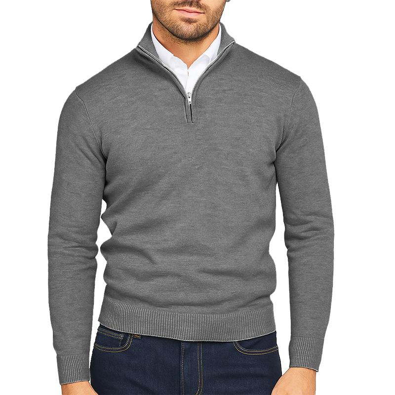 Autumn Mens Quarter Zip Pullover Sweater Lightweight Mock Neck Slim Fit Pullover Knit Casual Polo Sweaters Winter Warm Outerwear