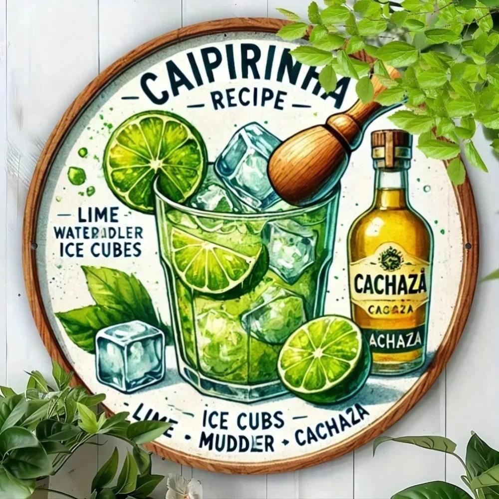 Vintage Caipirinha Recipe Metal Tin Sign Retro Kitchen Decor Wall Art