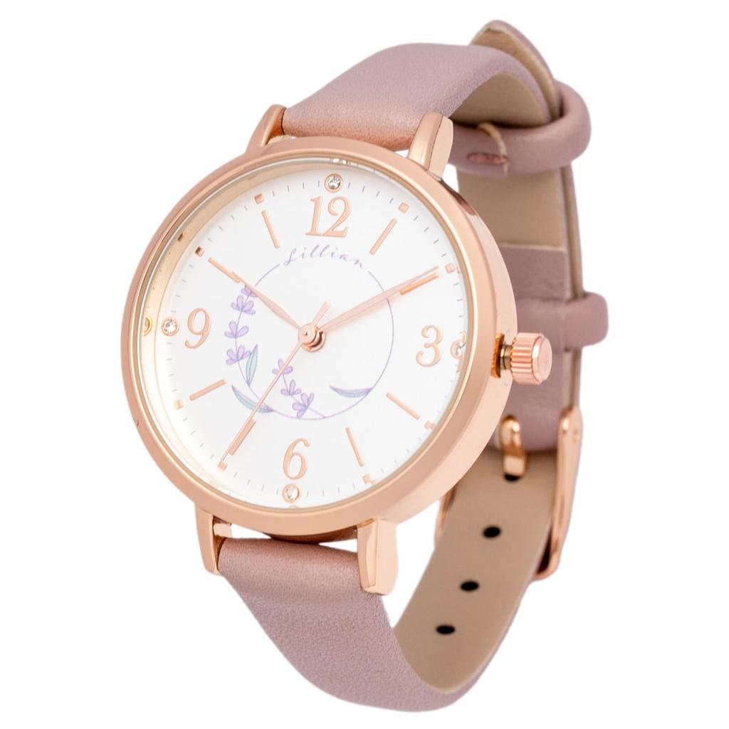 Fieldwork Women's Analog Watch with Leather Strap, Simple Floral Pattern, Rosam Pink, MKL2611-2