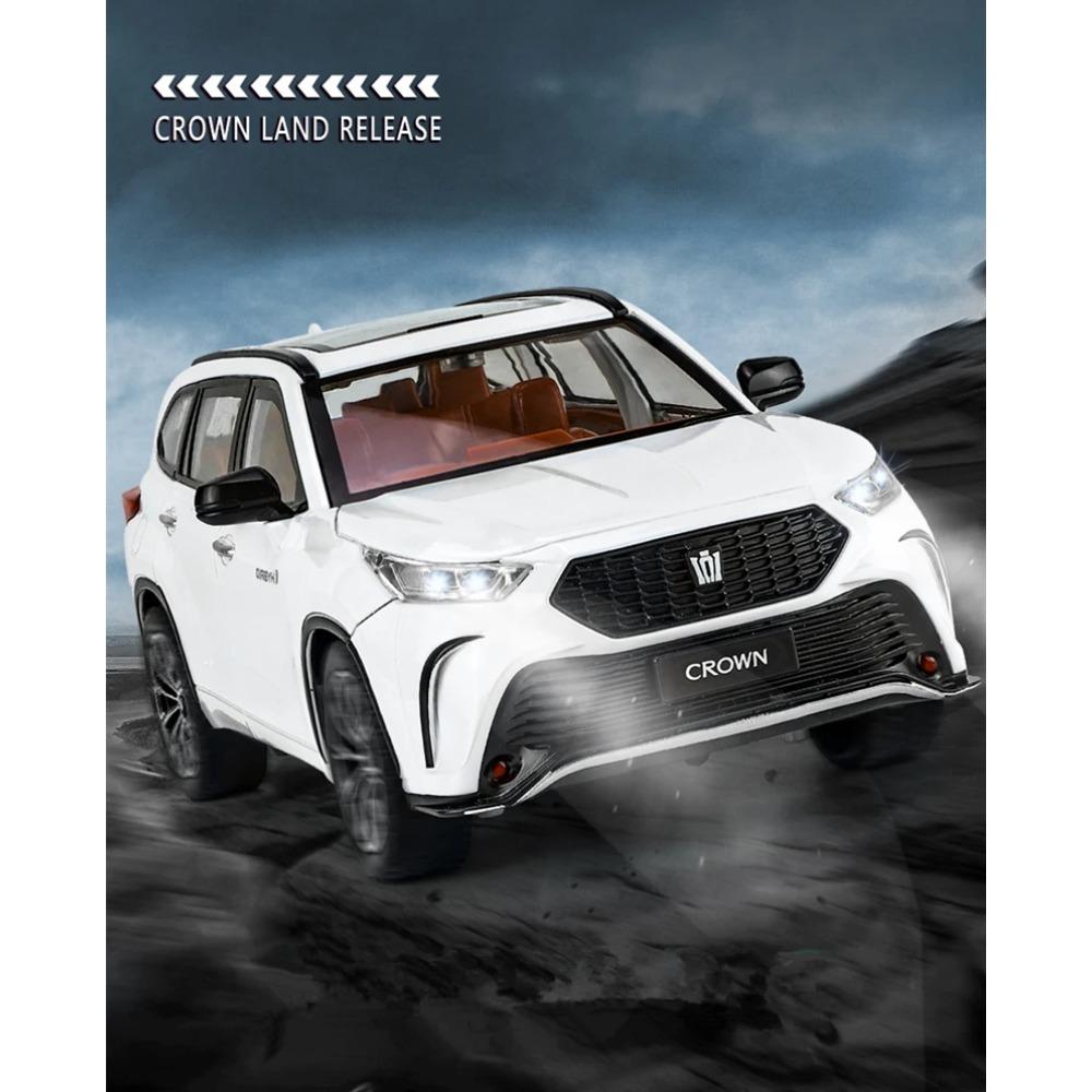 1/24 Toyota Crown KLUGER SUV Alloy Car Model Diecast Metal Toy Off-road Vehicles High Simulation Sound and Light Collectibles Kids Gift
