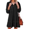 European and American foreign trade denim dress new loose top group casual V-neck seven-point bubble sleeves