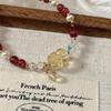 Qiaoen Women's Pixiu Crystal Bracelet with Burgundy Garnet, Citrine, and Freshwater Pearl