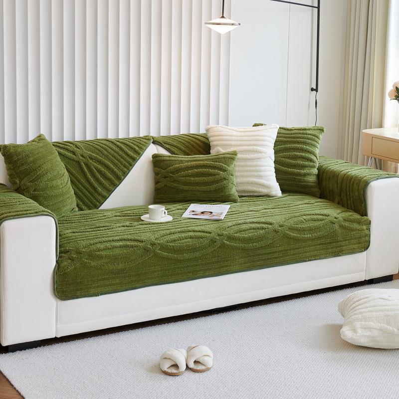 Sofa Cushion Thickened Fleece Cushion Autumn and Winter New Non-Slip Cover Cloth Shu Cotton Velvet Coral Velvet Sofa Cover