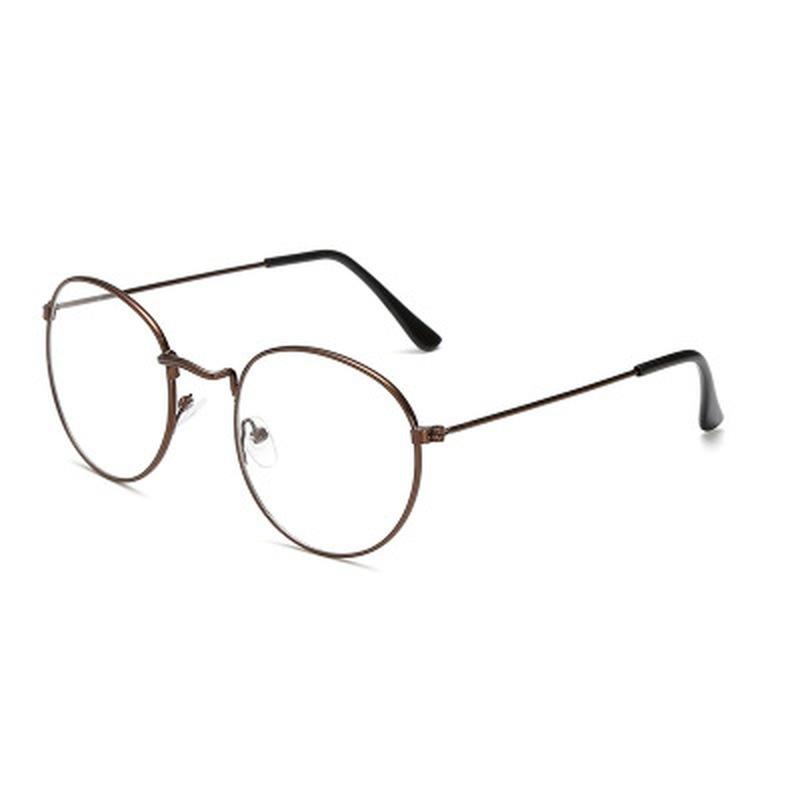 Retro Glasses Frame Harajuku Metal Round Flat Mirror Men and Women Literary Round Frame Decoration