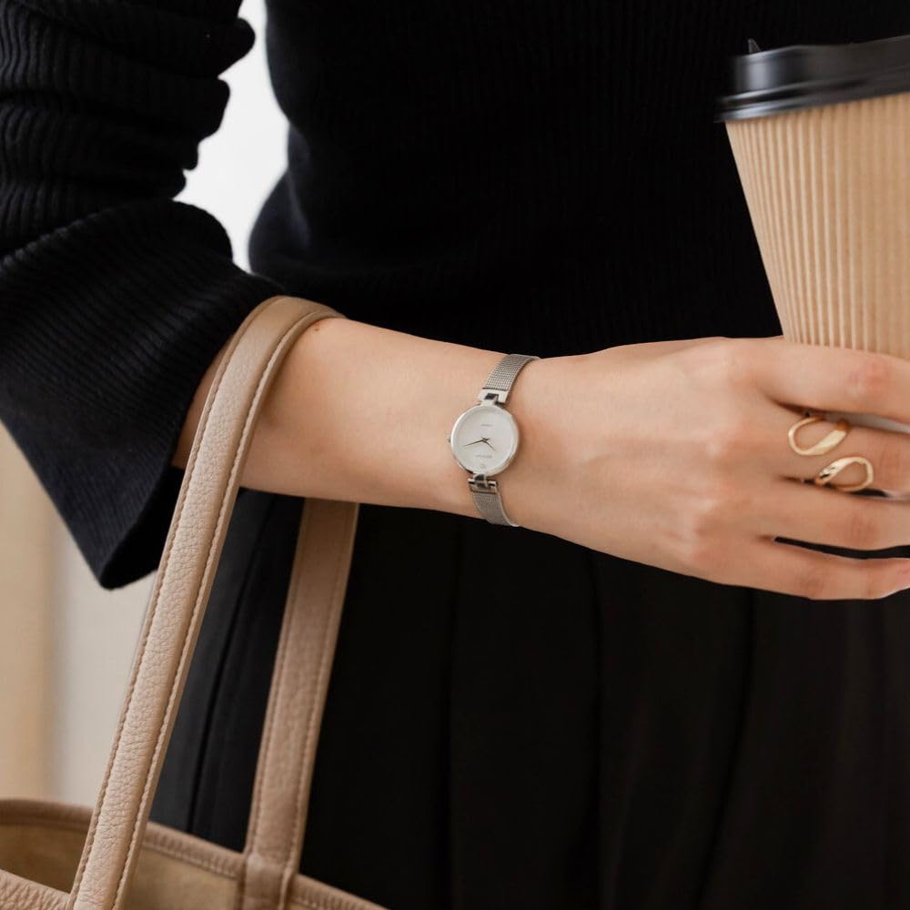 Imported in BERING Classic Diamond Sapphire 316L Surgical Stainless [Officially Japan] Women's Watch, Silver, Crystal, Scratch-Resistant Steel,