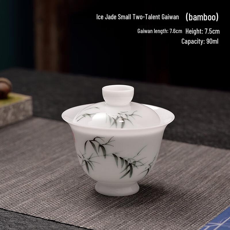 Yilutang Hand-Painted Bamboo White Jade Porcelain Gaiwan