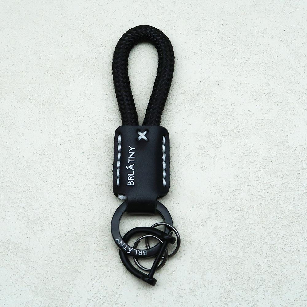 Handmade Genuine Leather Horse Keychain with Anti-Lost Lanyard and Woven Rope.