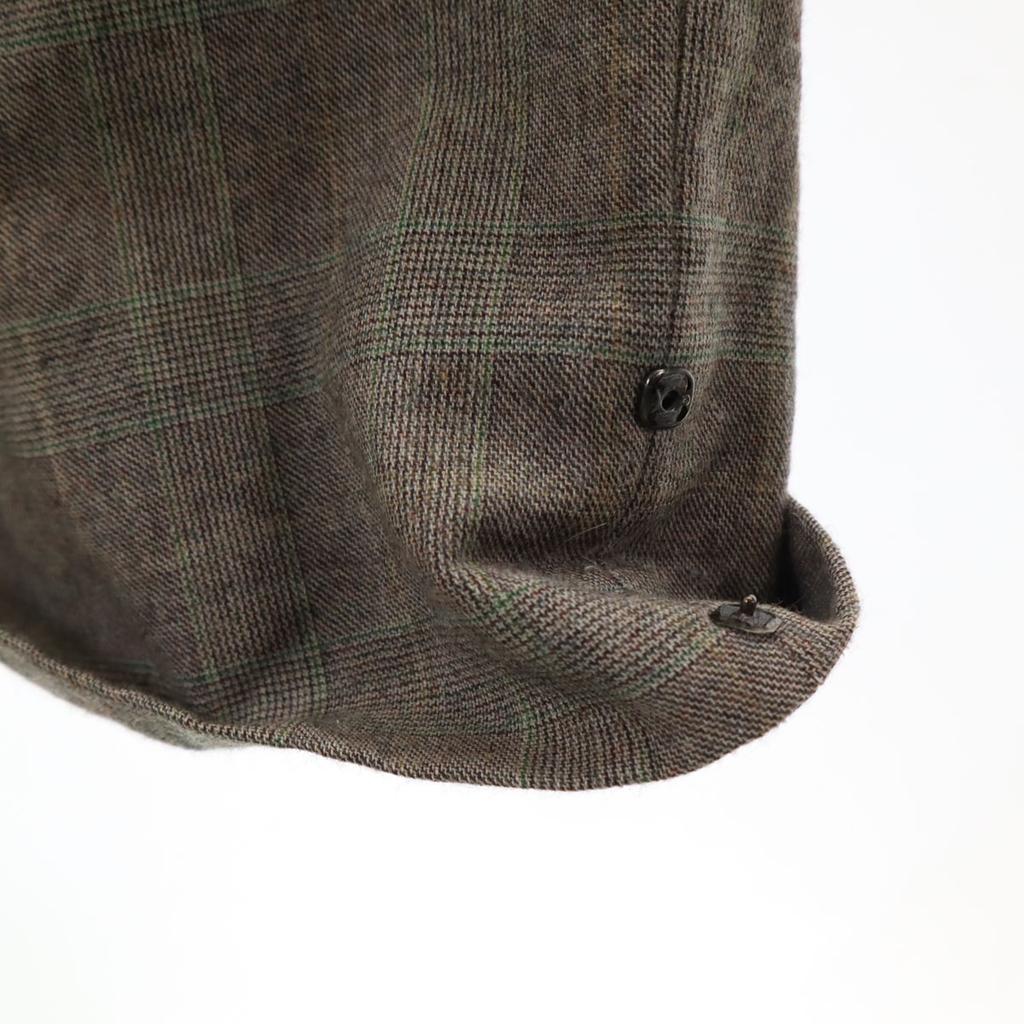 Lanvin 90s Wool Old Check Pattern Suit Setup ST50-56 Gray Men's Used