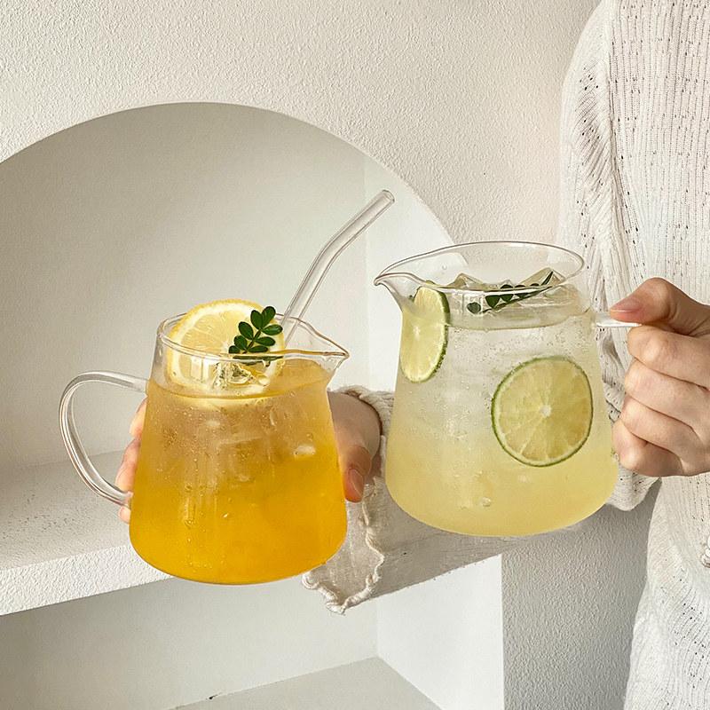 Handle Large Capacity Fruit Tea Glass 2026 Summer Creative Transparent Lemonade High Borosilicate Glass Juicy Coffee Glass