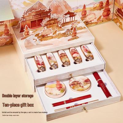 Lady Flower Shadow Lotus Makeup Gift Box: 3D Paper-Cut Lipstick Set, Perfect Christmas Gift for Her