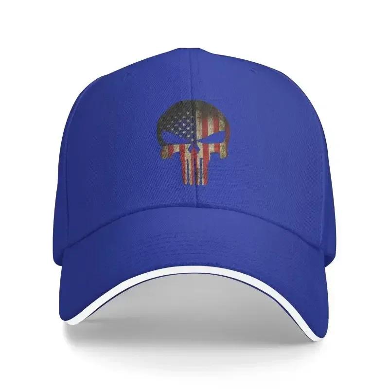 Custom Skull Baseball Cap Adult United States Flag Adjustable Dad Hat Unisex Women Sports