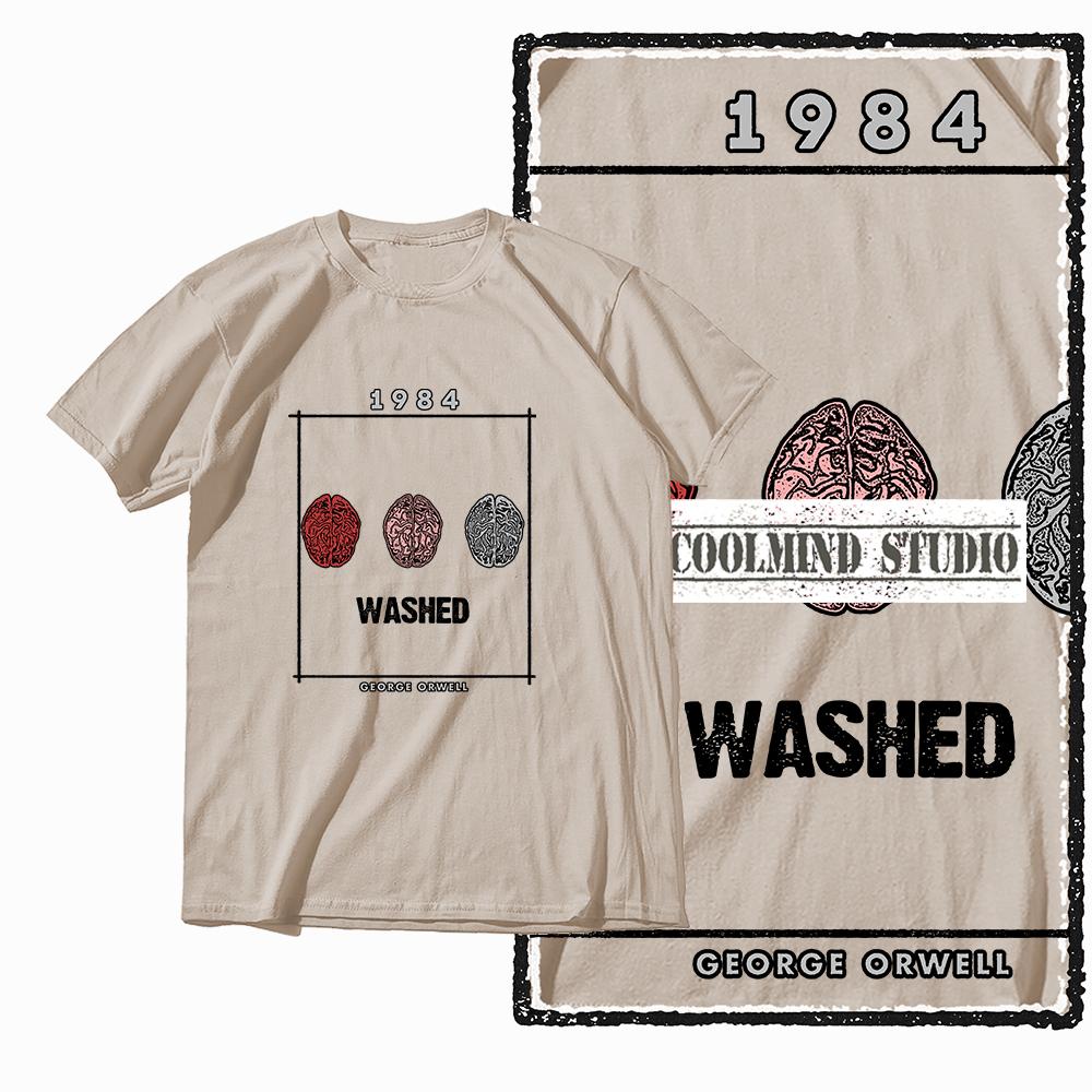 Coolmind X0002 100% Cotton Big Size 1984 Print Exclusive Graphic Men T Shirt Loose Men Tshirt Casual T-shirt for Men Tees