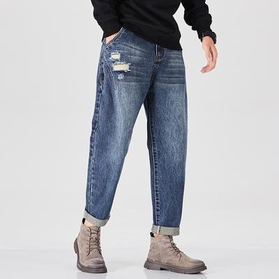Jarné a jesenné nohavice Nine Split Harun Pants Denim Pánske Voľný strih Japonské ťažké Retro Pánske Džínsy
