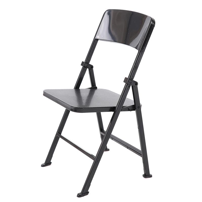 Black Painted Metal Folding Chair 1:6 Scale Dolls House Miniature Accessories