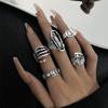 European and American Dark Fantasy Exaggerated Diamond-encrusted Poker Card Butterfly Crying Face Frog Organ Vintage Alloy ring23Set