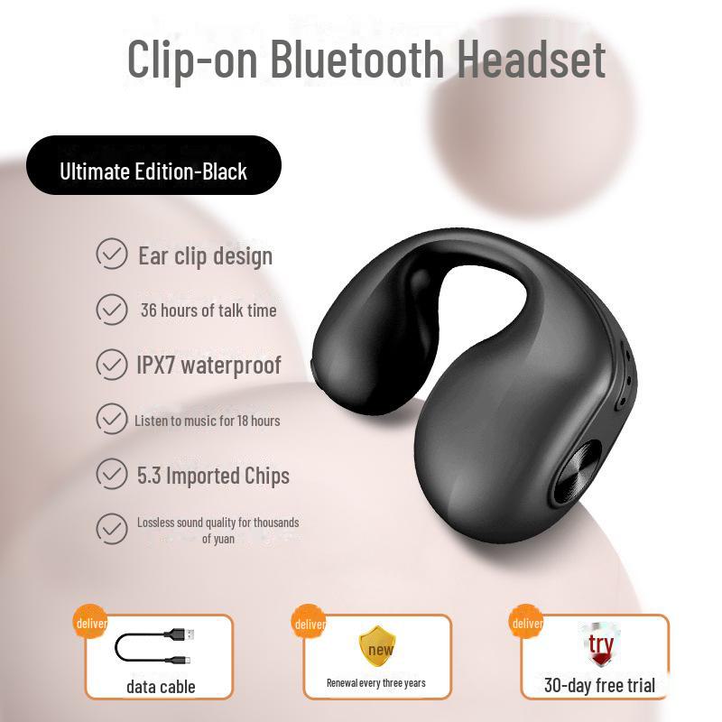 

Беспроводная ушная клипса V50 с костной проводимостью: Сверхкомпактная, удобная для занятий спортом конструкция с длительным сроком службы батареи, возможность ношения без вставки в ухо. V50 Single Ear Black. OPP Packaging чёрный