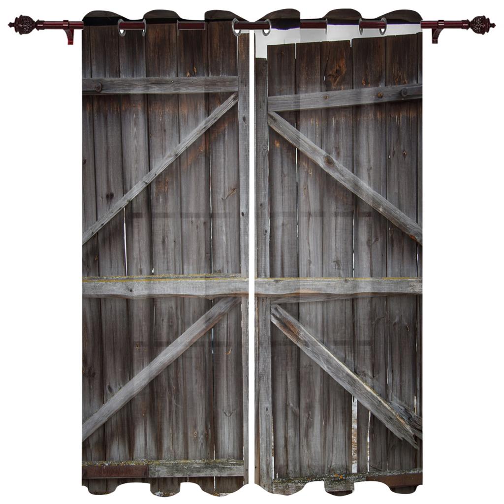 Holztürfarbe Retro Fenstervorhänge Wohnkultur Wohnzimmer Vorhänge Schlafzimmer Vorhänge Küchentür Vorhänge