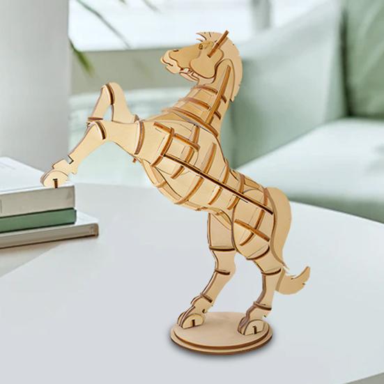 3D Wooden Horse Model DIY Handmade Horse Puzzle Assembly Toy Educational Animal Building STEM Toy Decoration Adults Teens Birthday Gifts