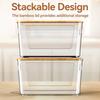 2 Pack Stackable Bamboo Lid Trash Bag Holder Extra Large Garbage Bag Dispenser for Kitchen Laundry Room Under Sink Organization