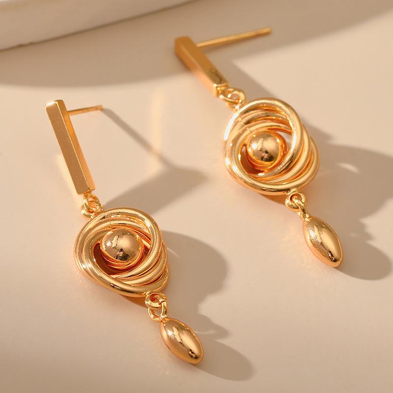 Vortex Irregular 18k Gold Plated Copper Drop Earrings For Women