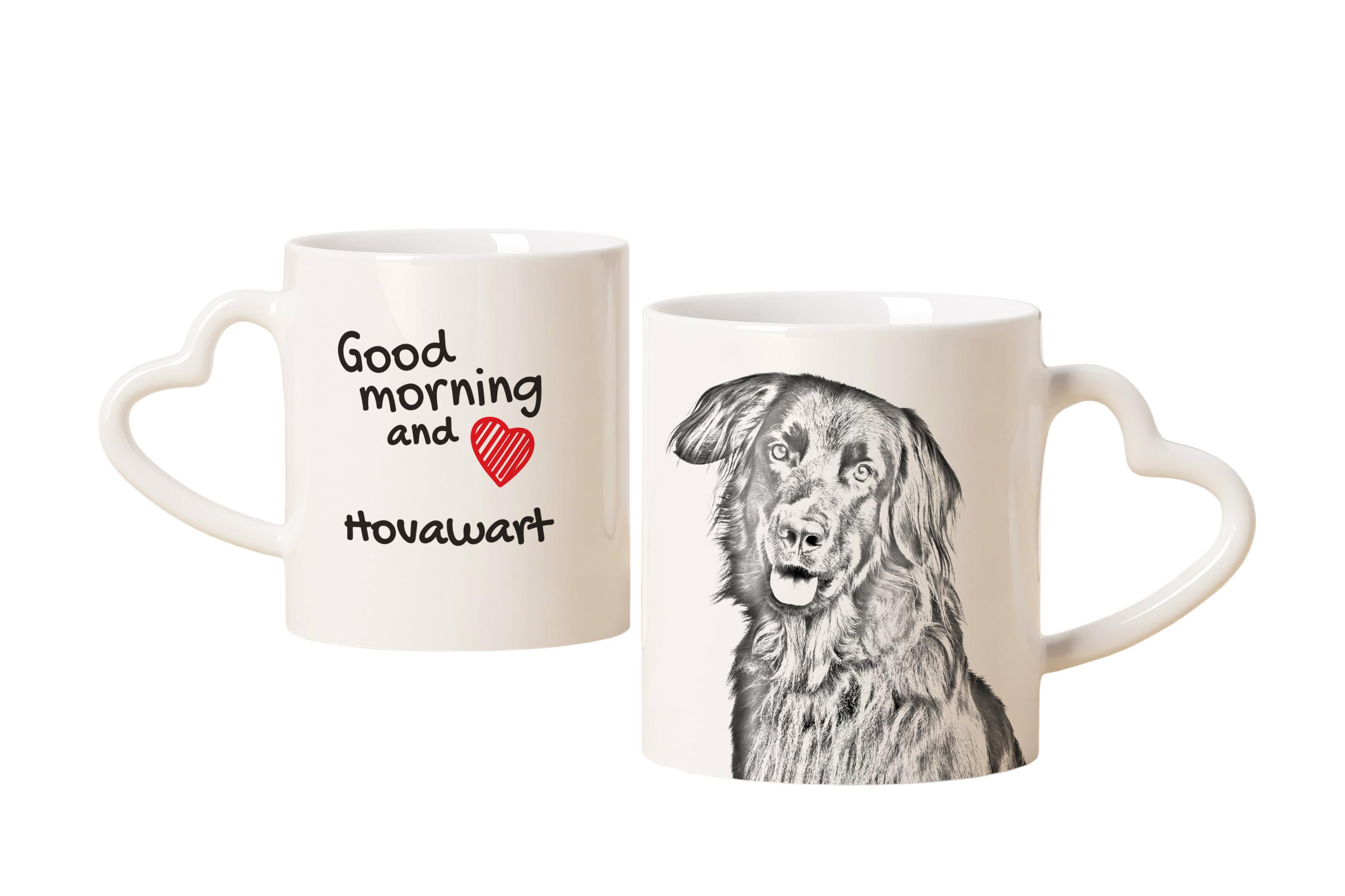 

Hovawart, Hovie - cup with a dog, adorable cup with a heart-shaped handle, universal gift from the Art-Dog brand білий
