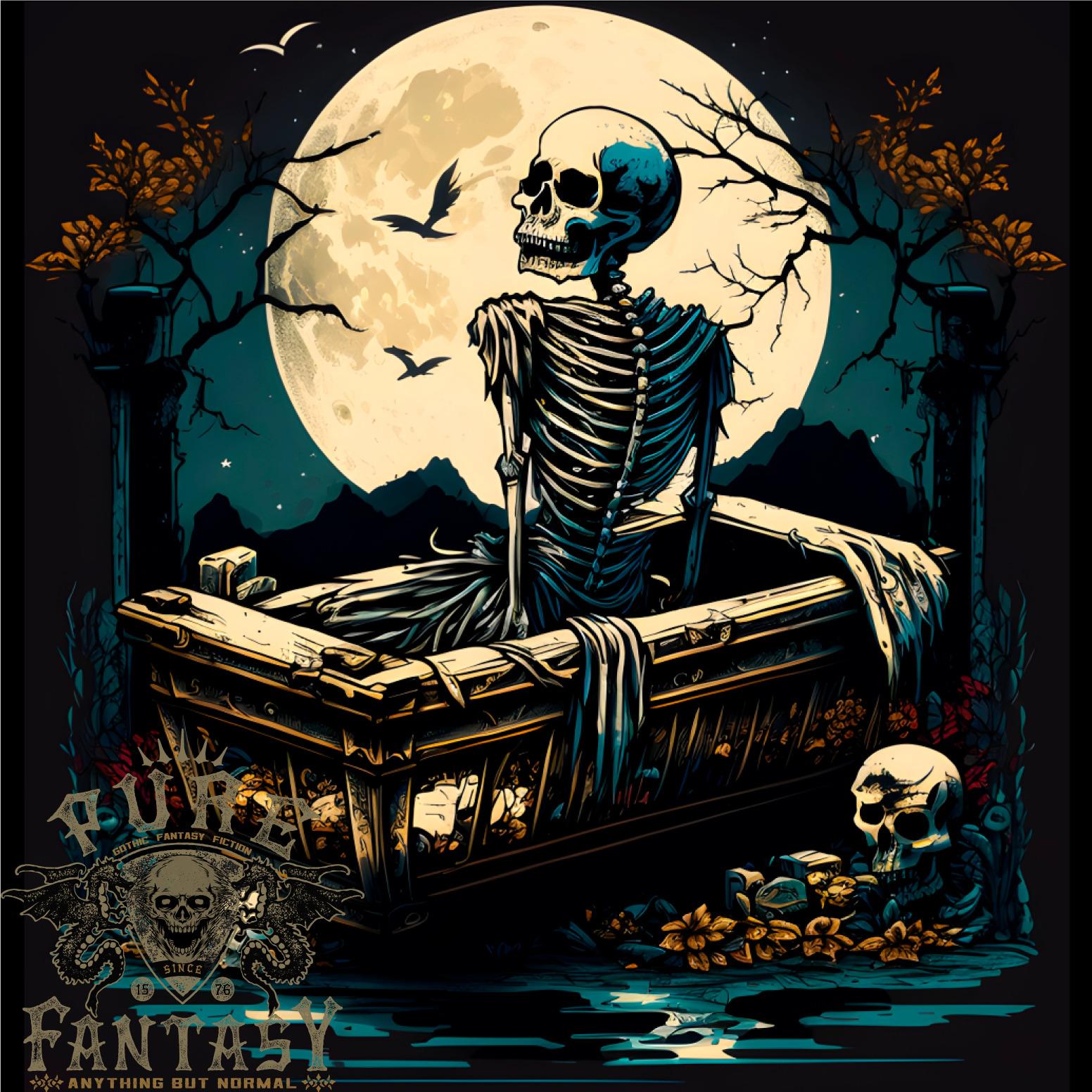 26 A Skeleton & Coffin in a Graveyard Halloween Mens Light Cotton T-Shirt Unisex T-Shirt XL