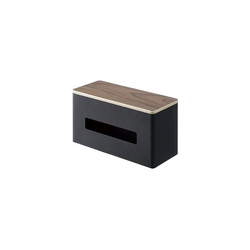 Yamazaki Industries Double-Sided Tissue Case, Brown, Approx. W26 x D11 x H14cm, RIN Paper Towel