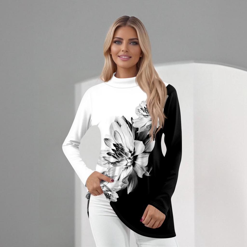 Women's Daily Casual Long Sleeve Mid Collar Top